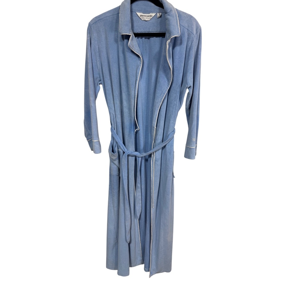 Pierre Cardin Medium Blue Robe Women's Vintage Terry Cloth Loungewear